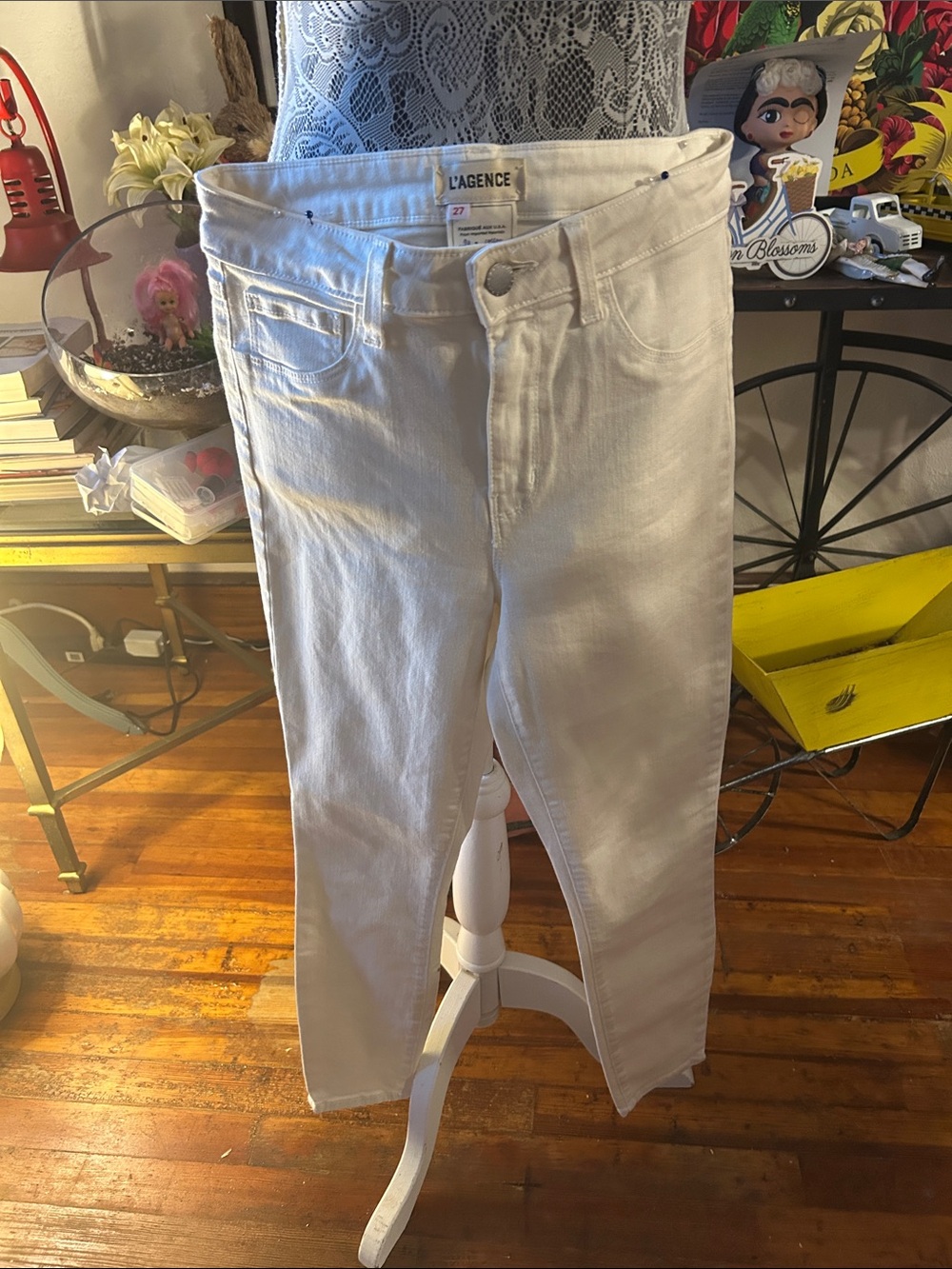 L'AGENCE White Skinny Jeans — High-Rise Slim Fit